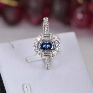 1.5 ct Oval Cut Royal Blue Moissanite Engagement Ring 925 Sterling sz 8
